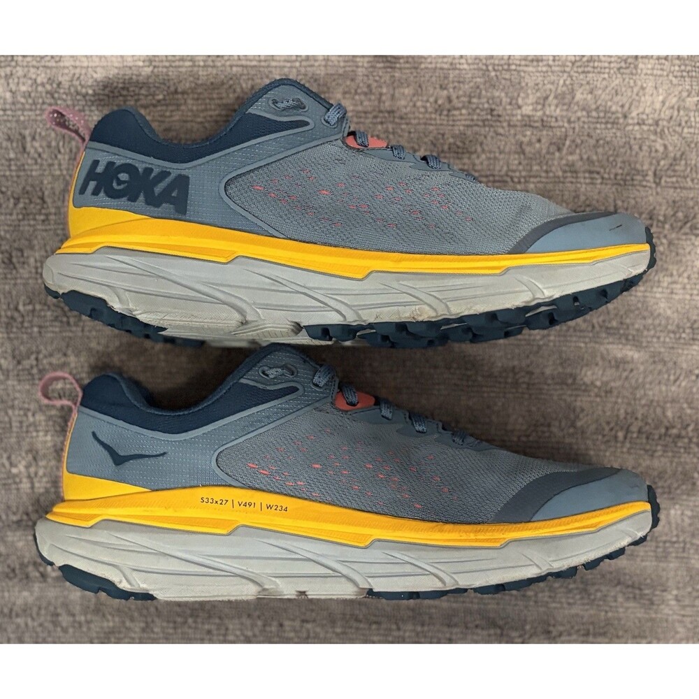 Hoka Challenger Atr 6 Blue Grey Yellow Running Shoes Womens Size 7.5B